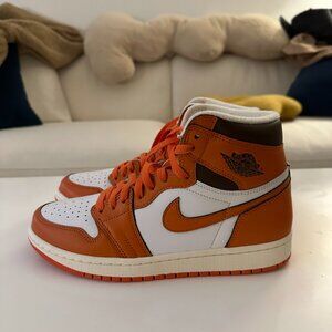 Women's Size 9 - Orange and Brown Nike Air Jordan 1 High Top Sneakers